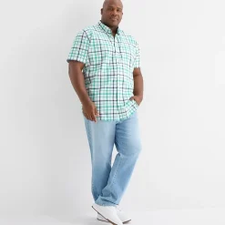 St. John's Bay Everyday Stretch Mens Short Sleeve Classic Fit Big and Tall Button-Down Shirt