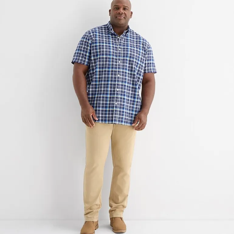 St. John's Bay Everyday Stretch Mens Short Sleeve Classic Fit Big and Tall Button-Down Shirt