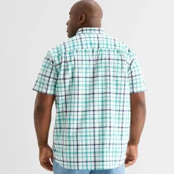 St. John's Bay Everyday Stretch Mens Short Sleeve Classic Fit Big and Tall Button-Down Shirt