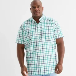 St. John's Bay Everyday Stretch Mens Short Sleeve Classic Fit Big and Tall Button-Down Shirt
