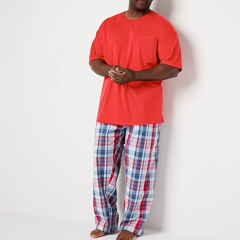 St. John's Bay Mens Crew Neck Short Sleeve Big and Tall Pajama Top