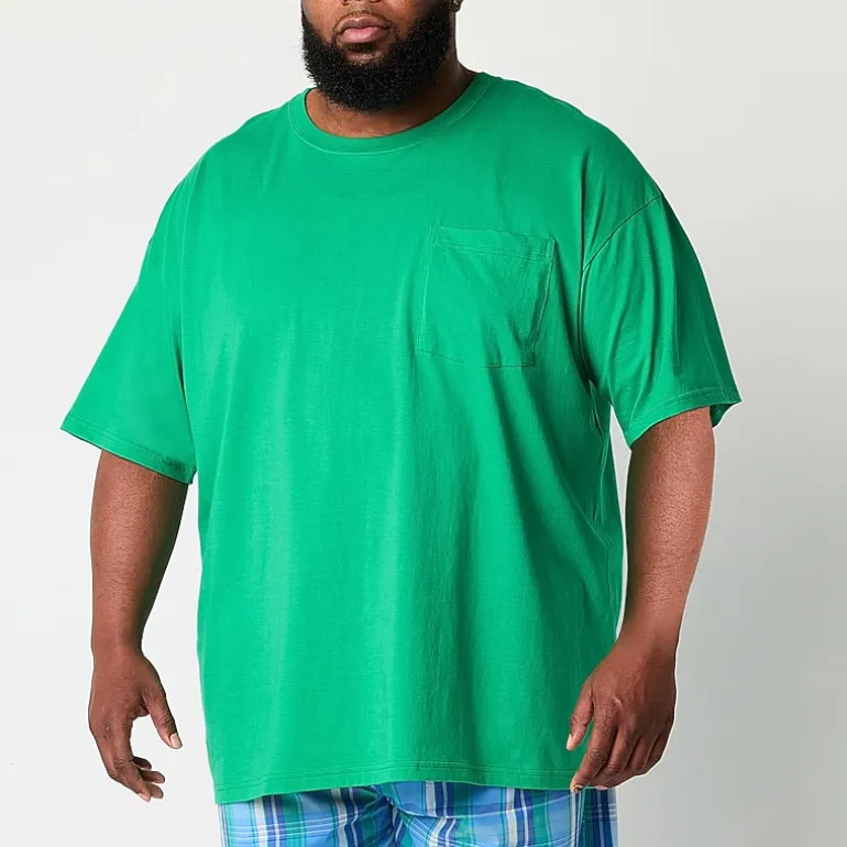 St. John's Bay Mens Crew Neck Short Sleeve Big and Tall Pajama Top