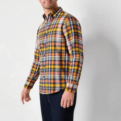 St. John's Bay Mens Easy-on + Easy-off Seated Wear Long Sleeve Adaptive Classic Fit Flannel Shirt