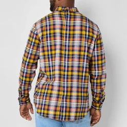 St. John's Bay Mens Easy-on + Easy-off Seated Wear Long Sleeve Adaptive Classic Fit Big and Tall Flannel Shirt