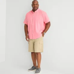 St. John's Bay Perforated Mens Short Sleeve Classic Fit Big and Tall Button-Down Shirt