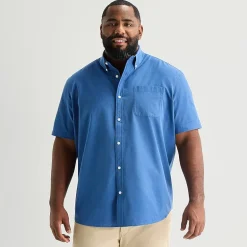 St. John's Bay Perforated Mens Short Sleeve Classic Fit Big and Tall Button-Down Shirt