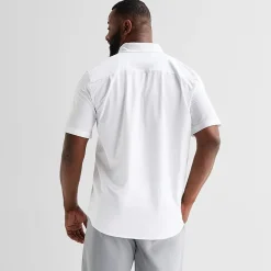 St. John's Bay Perforated Mens Short Sleeve Classic Fit Big and Tall Button-Down Shirt