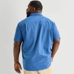 St. John's Bay Perforated Mens Short Sleeve Classic Fit Big and Tall Button-Down Shirt