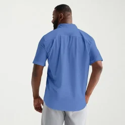 St. John's Bay Perforated Mens Short Sleeve Classic Fit Big and Tall Button-Down Shirt