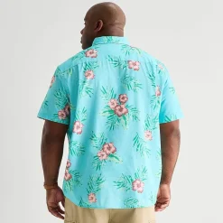 St. John's Bay Perforated Mens Short Sleeve Classic Fit Big and Tall Button-Down Shirt