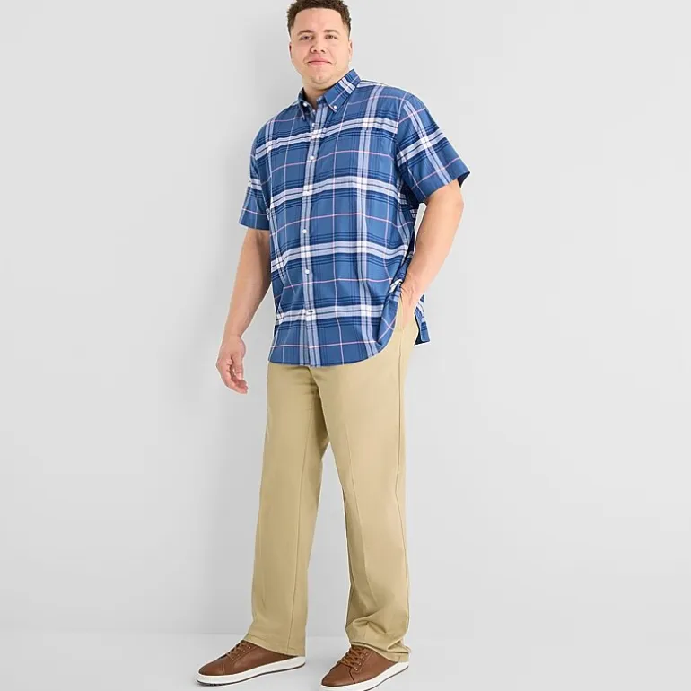 St. John's Bay Performance Mens Short Sleeve Classic Fit Big and Tall Button-Down Shirt