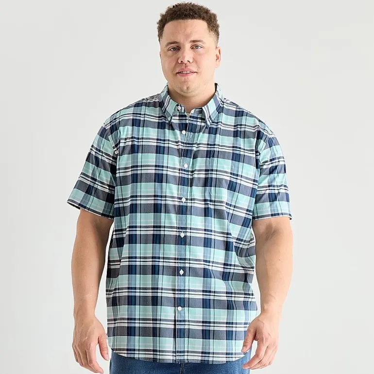 St. John's Bay Performance Mens Short Sleeve Classic Fit Big and Tall Button-Down Shirt