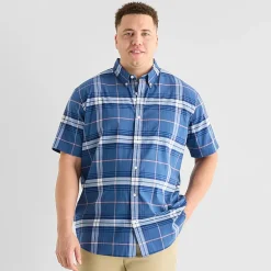 St. John's Bay Performance Mens Short Sleeve Classic Fit Big and Tall Button-Down Shirt