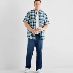 St. John's Bay Performance Mens Short Sleeve Classic Fit Big and Tall Button-Down Shirt