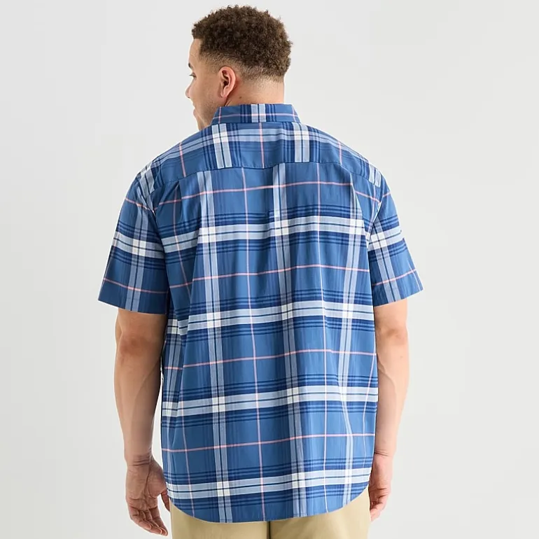 St. John's Bay Performance Mens Short Sleeve Classic Fit Big and Tall Button-Down Shirt