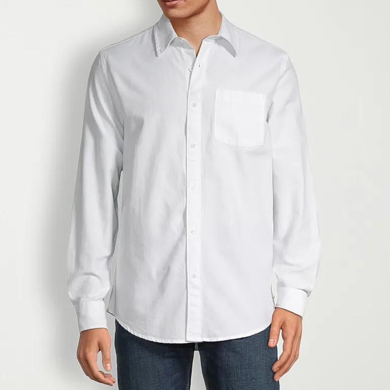St. John's Bay Performance Oxford Dexterity Mens Easy-on + Easy-off Long Sleeve Classic Fit Button-Down Shirt