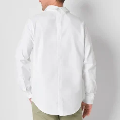 St. John's Bay Performance Oxford Mens Easy-on + Easy-off Seated Wear Long Sleeve Classic Fit Button-Down Shirt