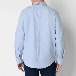 St. John's Bay Performance Oxford Mens Easy-on + Easy-off Seated Wear Long Sleeve Classic Fit Button-Down Shirt