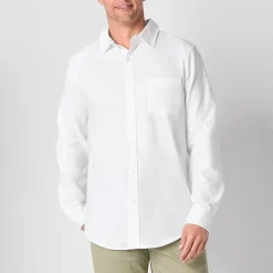 St. John's Bay Performance Oxford Mens Easy-on + Easy-off Seated Wear Long Sleeve Classic Fit Button-Down Shirt