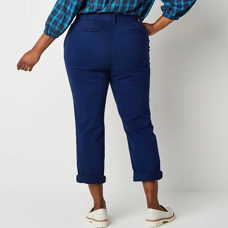 St. John's Bay Plus Women's Relaxed Fit Girl Friend Chino Pant