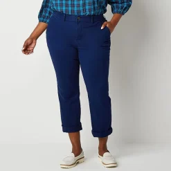 St. John's Bay Plus Women's Relaxed Fit Girl Friend Chino Pant