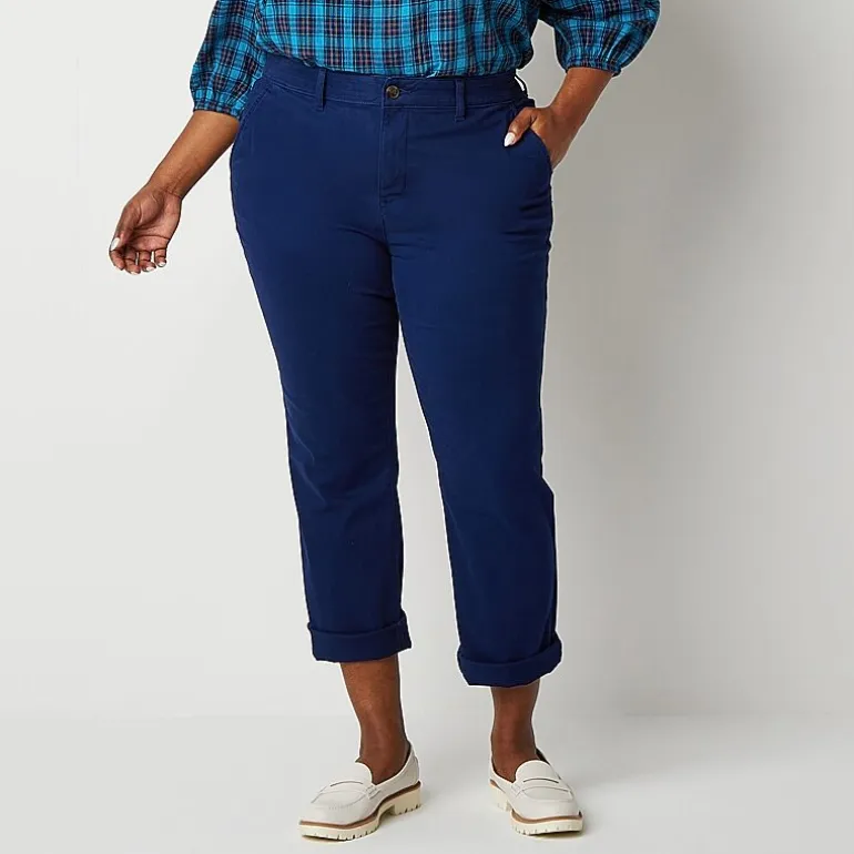 St. John's Bay Plus Women's Relaxed Fit Girl Friend Chino Pant