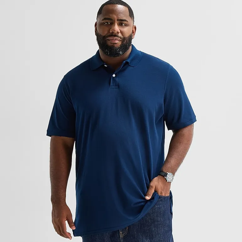 St. John's Bay Premium Stretch Big and Tall Mens Classic Fit Short Sleeve Polo Shirt