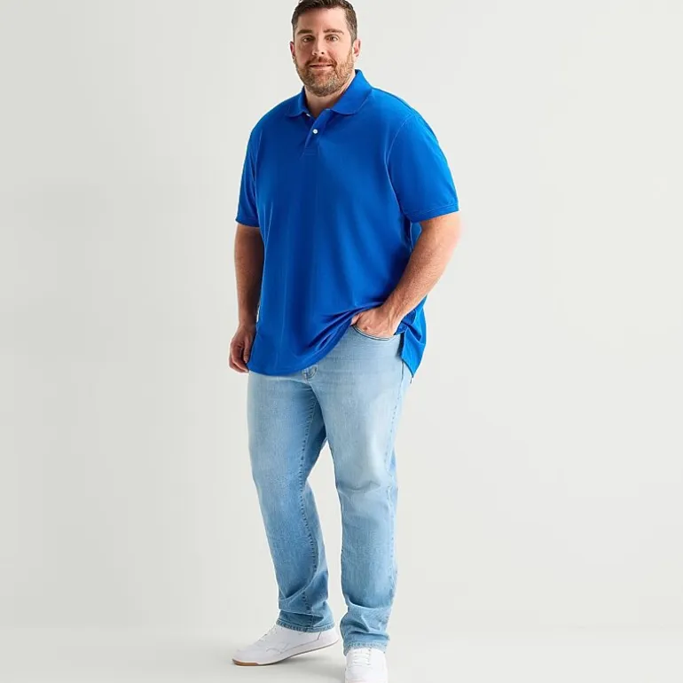 St. John's Bay Premium Stretch Big and Tall Mens Classic Fit Short Sleeve Polo Shirt