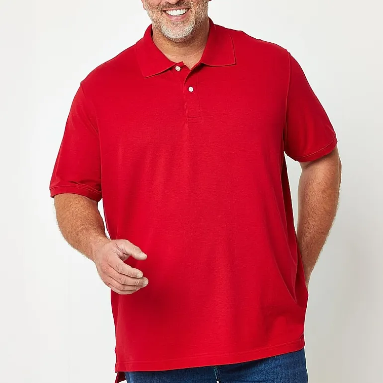 St. John's Bay Premium Stretch Big and Tall Mens Classic Fit Easy-on + Easy-off Adaptive Short Sleeve Polo Shirt
