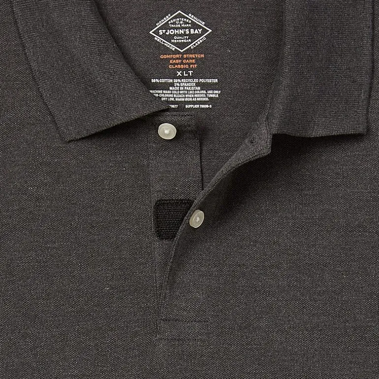 St. John's Bay Premium Stretch Big and Tall Mens Classic Fit Easy-on + Easy-off Adaptive Short Sleeve Polo Shirt