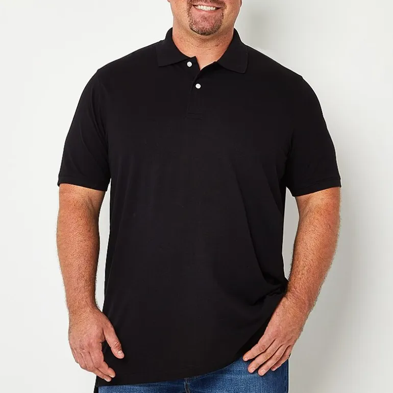 St. John's Bay Premium Stretch Big and Tall Mens Classic Fit Easy-on + Easy-off Adaptive Short Sleeve Polo Shirt