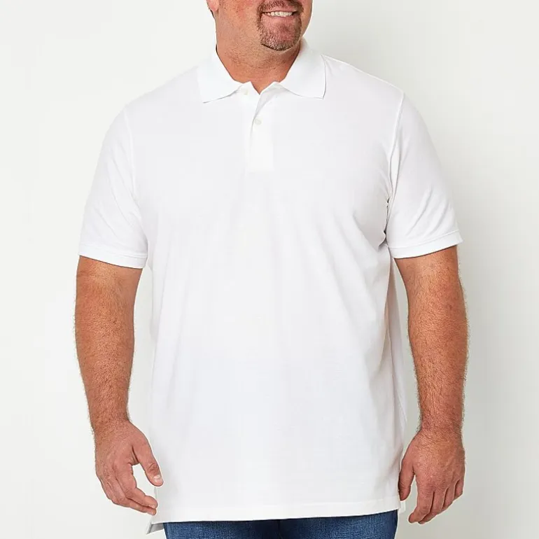 St. John's Bay Premium Stretch Big and Tall Mens Classic Fit Easy-on + Easy-off Adaptive Short Sleeve Polo Shirt