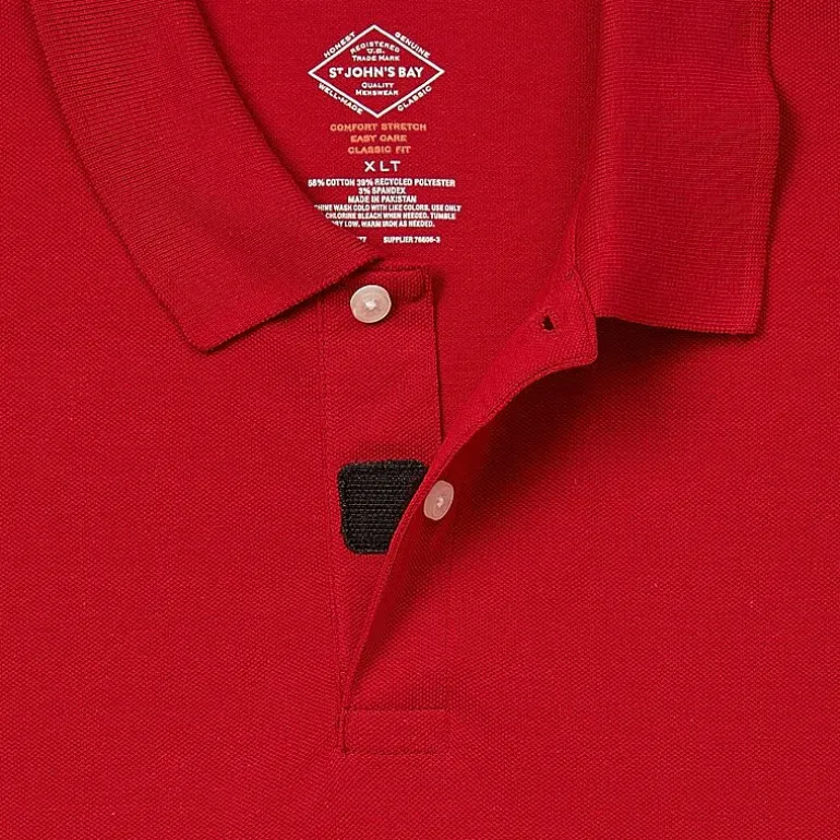 St. John's Bay Premium Stretch Big and Tall Mens Classic Fit Easy-on + Easy-off Adaptive Short Sleeve Polo Shirt