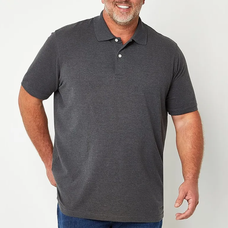 St. John's Bay Premium Stretch Big and Tall Mens Classic Fit Easy-on + Easy-off Adaptive Short Sleeve Polo Shirt