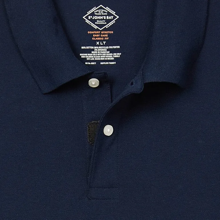 St. John's Bay Premium Stretch Big and Tall Mens Classic Fit Easy-on + Easy-off Adaptive Short Sleeve Polo Shirt