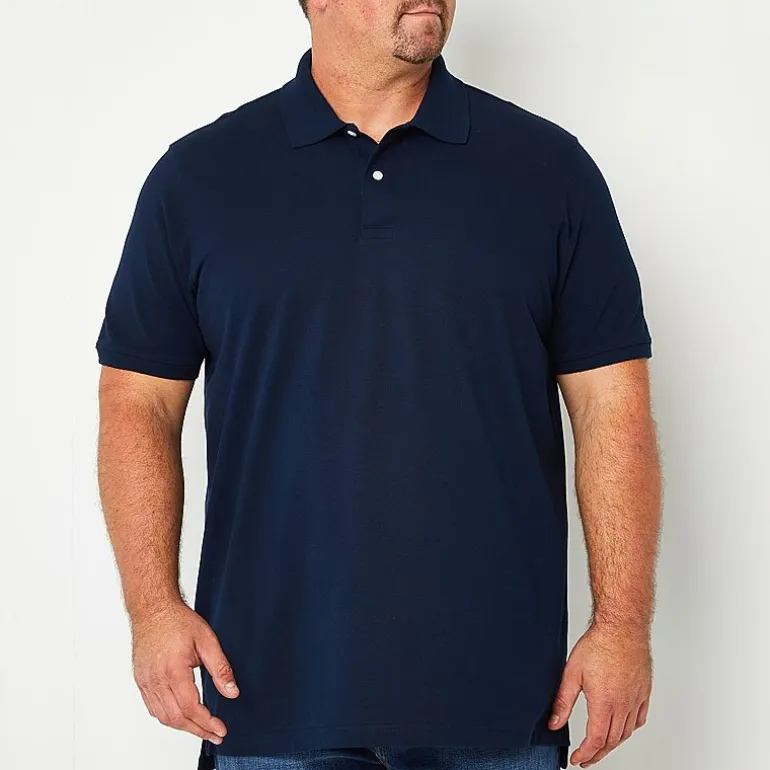 St. John's Bay Premium Stretch Big and Tall Mens Classic Fit Easy-on + Easy-off Adaptive Short Sleeve Polo Shirt