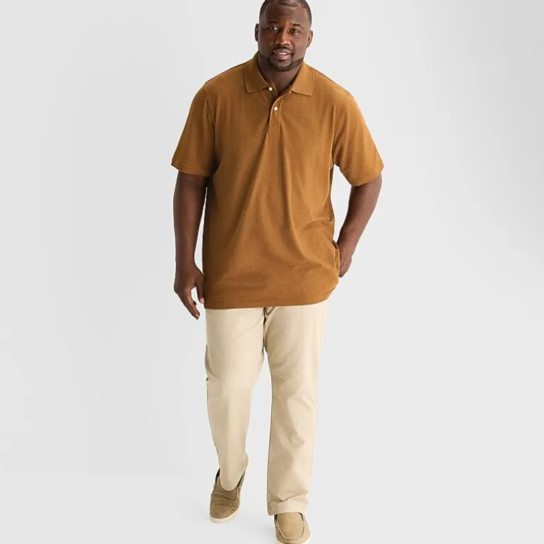 St. John's Bay Premium Stretch Big and Tall Mens Classic Fit Easy-on + Easy-off Adaptive Short Sleeve Polo Shirt