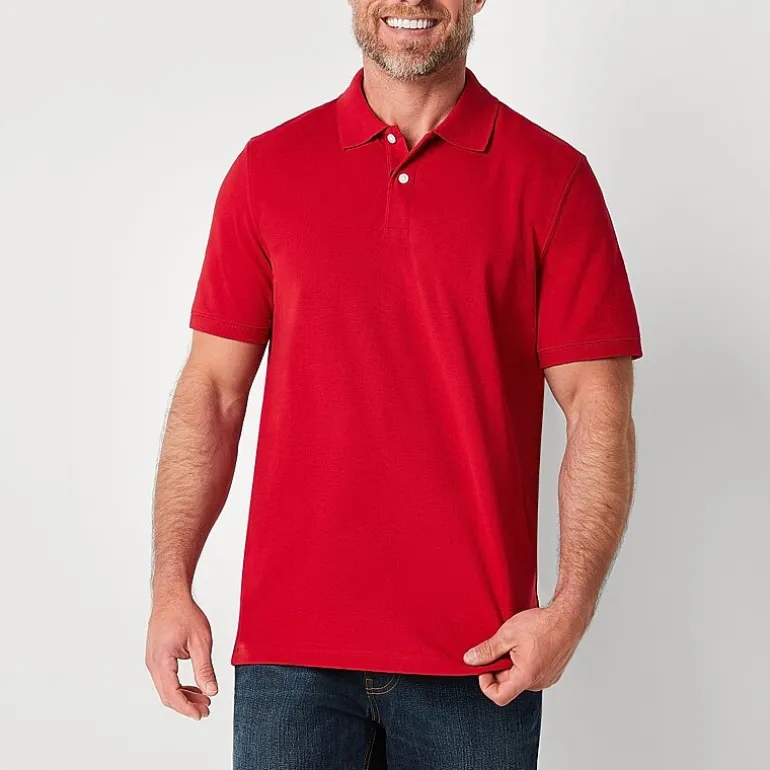 St. John's Bay Premium Stretch Mens Classic Fit Short Sleeve Polo Shirt