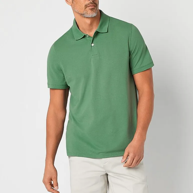 St. John's Bay Premium Stretch Mens Classic Fit Short Sleeve Polo Shirt
