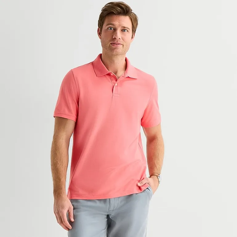 St. John's Bay Premium Stretch Mens Classic Fit Short Sleeve Polo Shirt