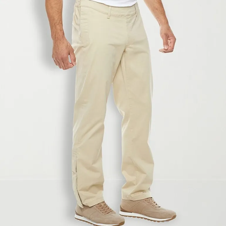 St. John's Bay Seated Chino Mens Adaptive Adjustable Features Easy-on + Easy-off Regular Fit Flat Front Pant