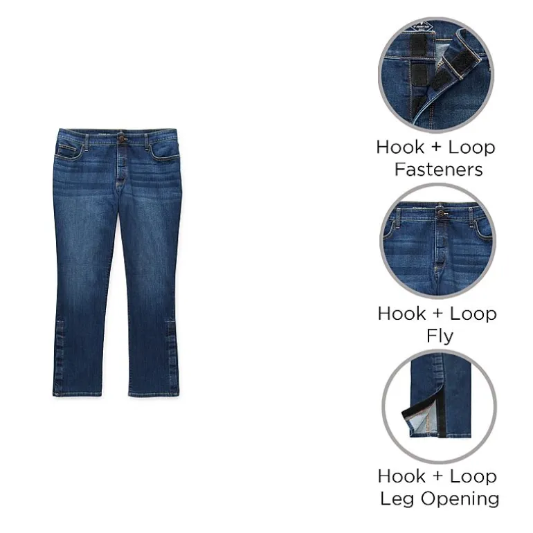 St. John's Bay Secretly Slender Womens Plus Mid Rise Adaptive Hidden Access Opening Straight Leg Jean