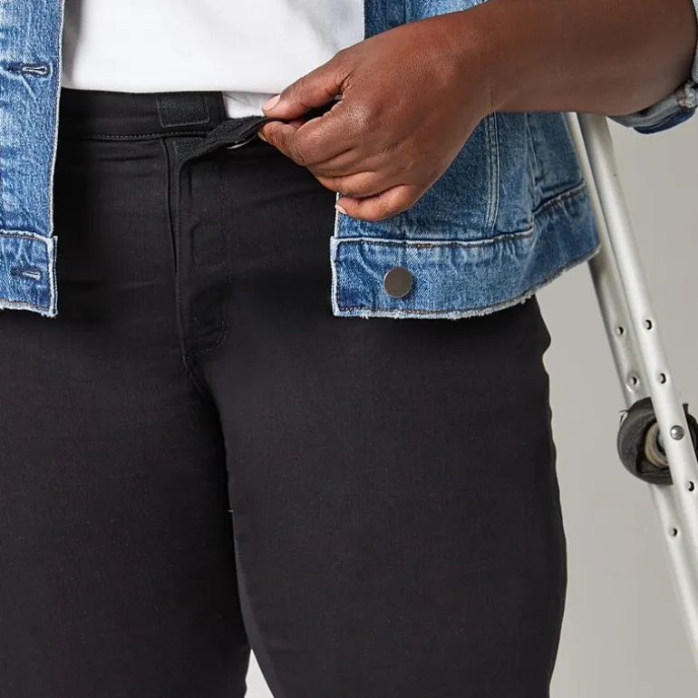 St. John's Bay Secretly Slender Womens Plus Mid Rise Adaptive Hidden Access Opening Straight Leg Jean