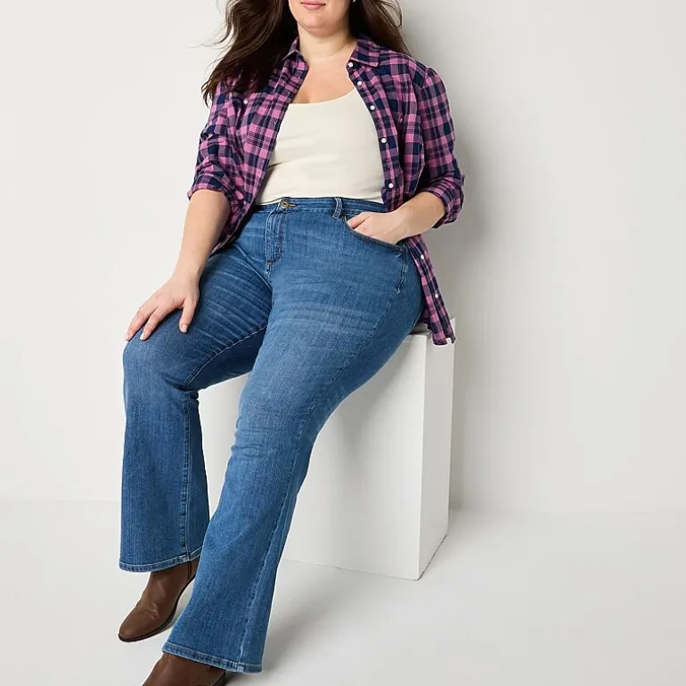 St. John's Bay Secretly Slender Womens Mid Rise Bootcut Jean