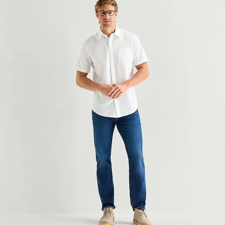 St. John's Bay Slub Mens Short Sleeve Classic Fit Button-Down Shirt