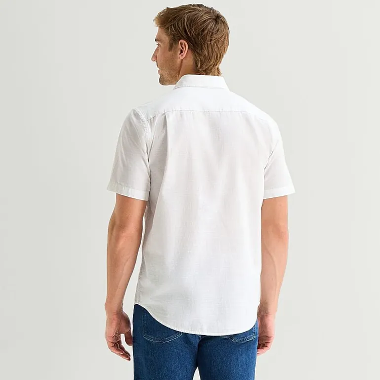 St. John's Bay Slub Mens Short Sleeve Classic Fit Button-Down Shirt