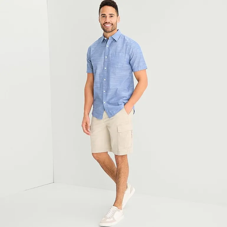 St. John's Bay Slub Mens Short Sleeve Classic Fit Button-Down Shirt