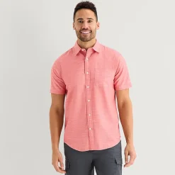 St. John's Bay Slub Mens Short Sleeve Classic Fit Button-Down Shirt