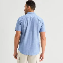 St. John's Bay Slub Mens Short Sleeve Classic Fit Button-Down Shirt