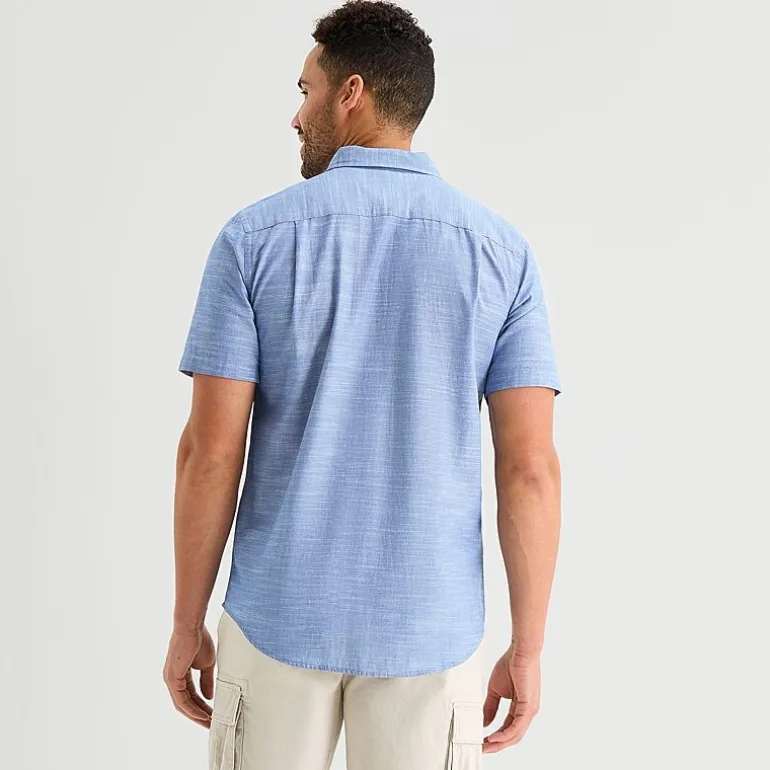 St. John's Bay Slub Mens Short Sleeve Classic Fit Button-Down Shirt